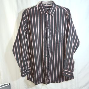 CULTURE MEN'S LONG SLEEVE BUTTON UP DRESS SHIRT BLACK/ RED/WHITE STRIPES SIZE XL